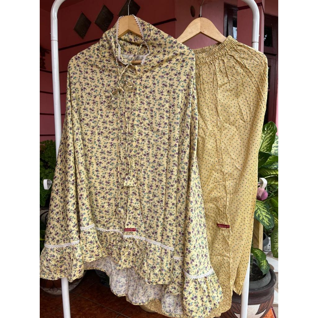 [M S] SALE 30%[RUMAH DANNIS] Mukena Abaya Atas Bawah Potongan Terusan Putih Dewasa Terbaru Rumah Dan