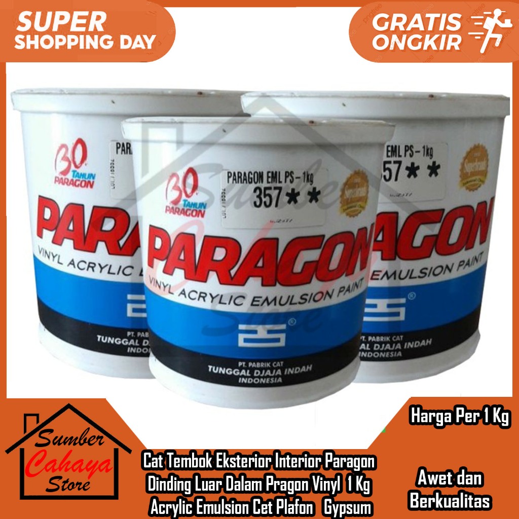 Cat Eksterior Interior Tembok Paragon 1 Kg Dinding Luar Dalam Pragon Vinyl Acrylic Emulsion Cet Plaf