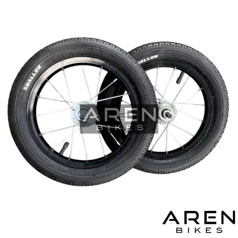 WHEELSET SEPEDA ANAK PUSH BIKE 12 INCH RODA JADI VELG HUB JARI BAN LUAR DALAM DEPAN ATAU BELAKANG 12