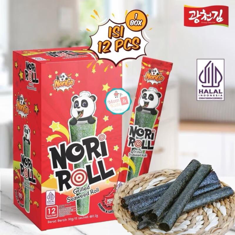 

RB NORIGO NORI ROLL GRILLED SEAWEED ROLL (1 BOX 12 PCS) RUMPUT LAUT PANGGANG SNACK CEMILAN SEHAT