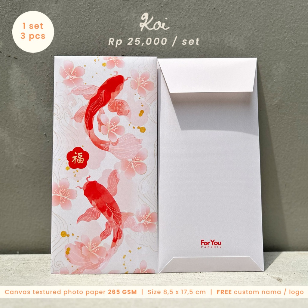 

Chinese New Year Premium Money Envelope (Koi) | Angpao Imlek Custom 2025 (3 pcs)