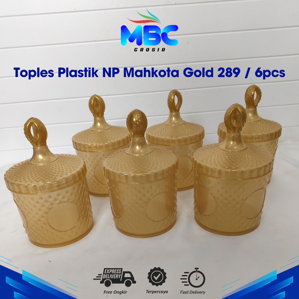 Toples Plastik NP Collection Mahkota Gold 289 Isi 6 pcs / Toples Lebaran / Toples Motif