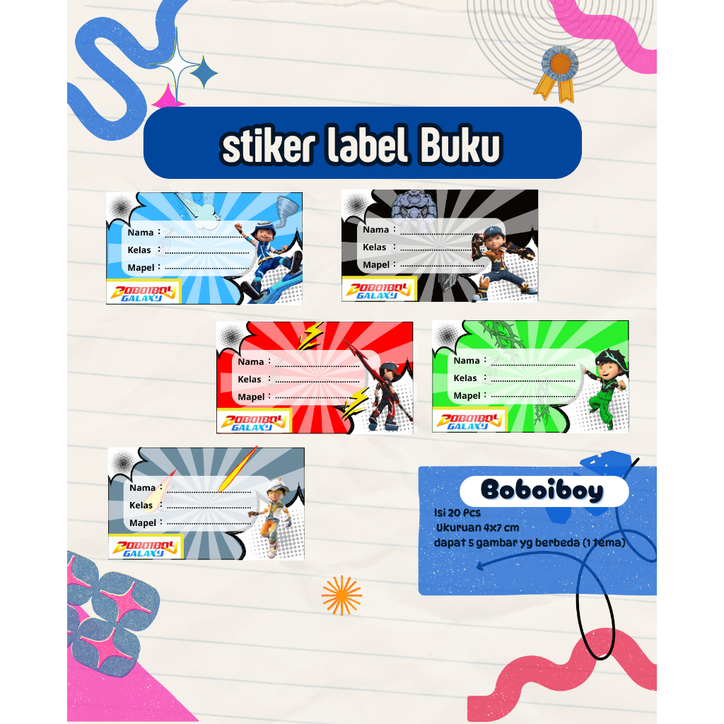

Stiker Nama buku/Stiker Label Buku isi 20 pcs