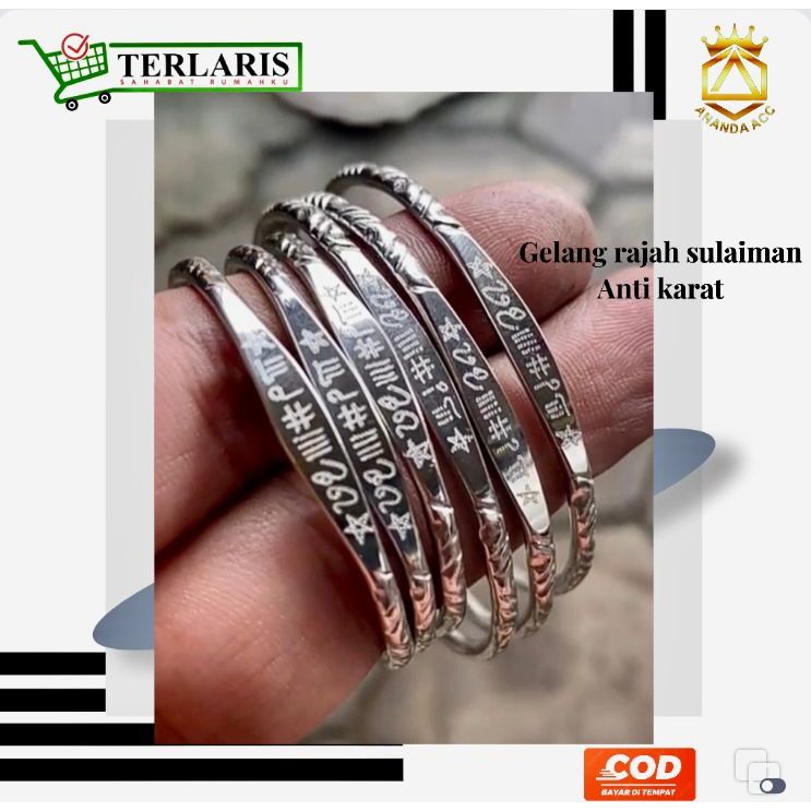 gelang rajah sulaiman monel anti karat ukiran rajah rapi