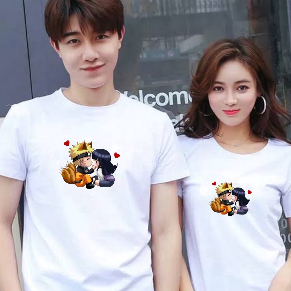 Top Surprise Baju Couple Anime Jepang Naruto Hinata Kaos Pasangan Cewek Cowok Bahan Katun Premium