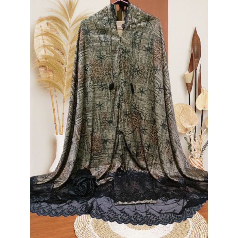 Mukena Armani Dior Silk Motif Black