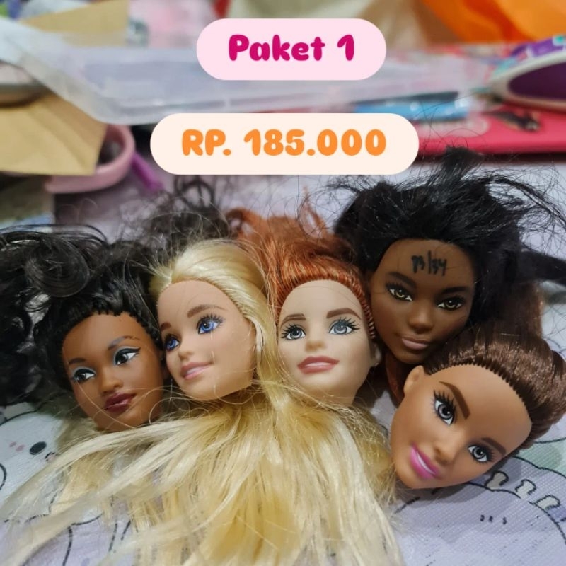 Paket Kepala Barbie Ori - bisa buat reroot & repaint