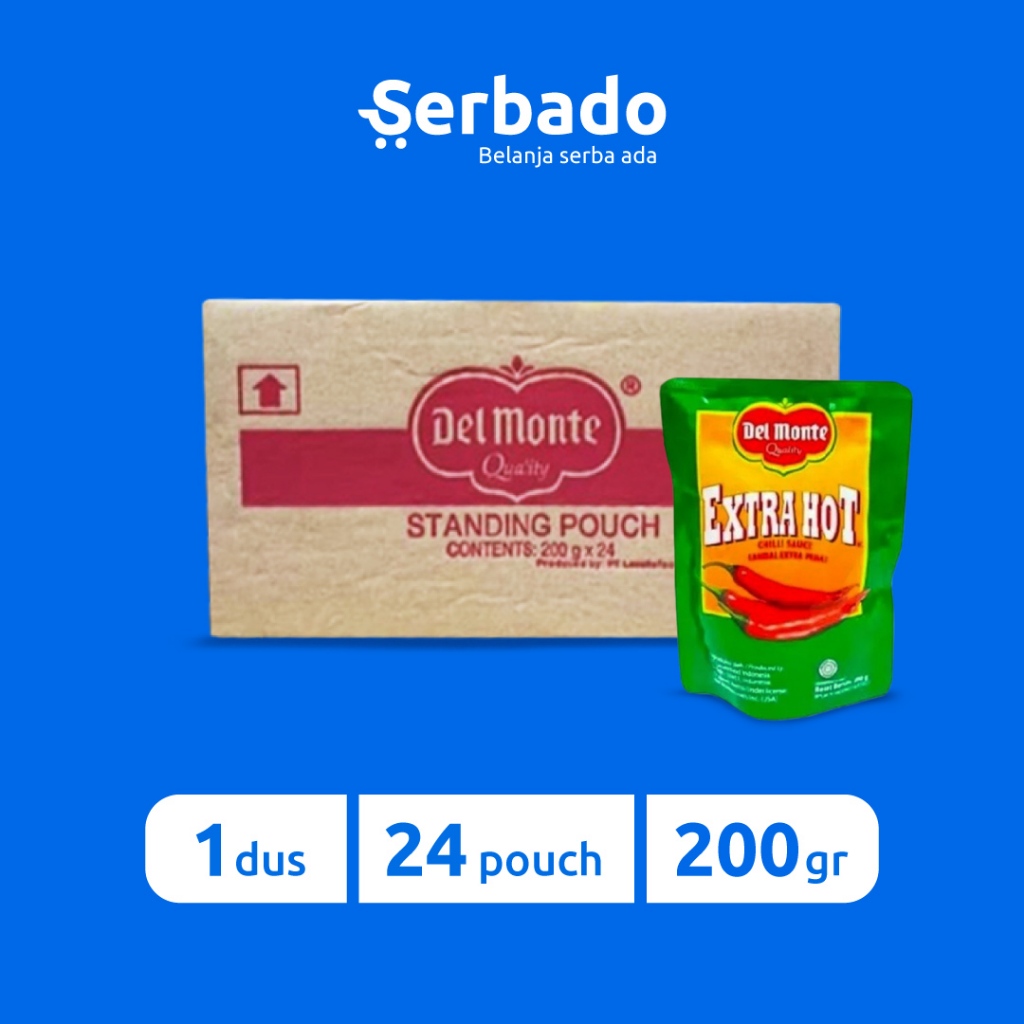 

Delmonte Sambal Extra Hot Kemasan Pouch 200gr 1 Dus (isi 24 pouch)