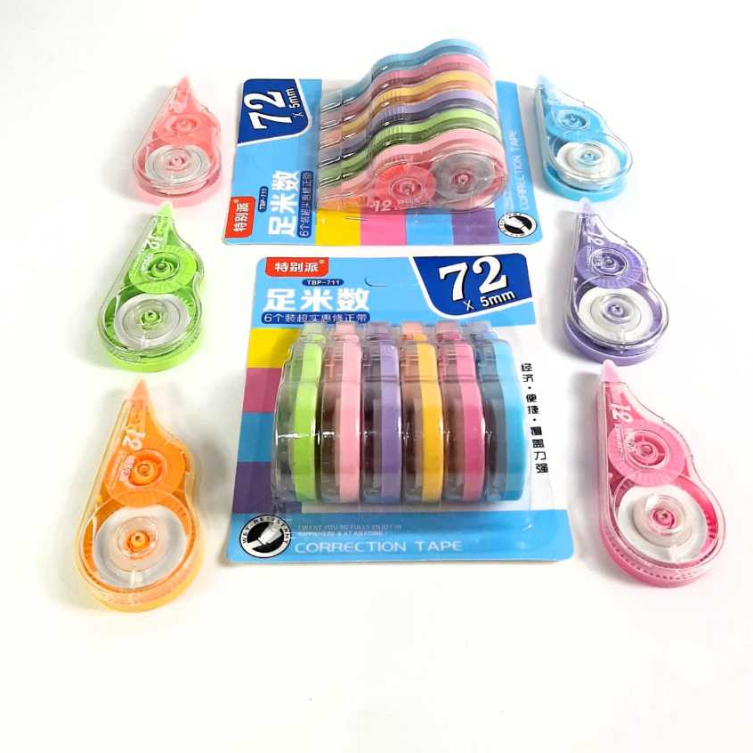 

Grosir (1packs/6pcs ) Correction Tape Kertas Besar TBP-711 72mx5mm