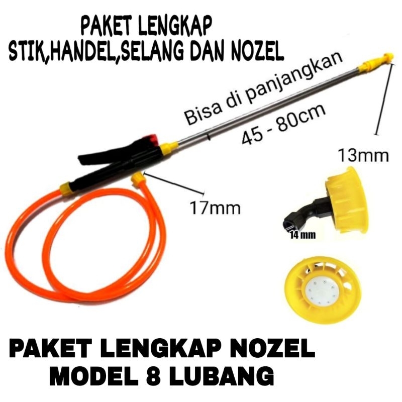 Paket lengkap Nosel sprayer elektrik lubang 8