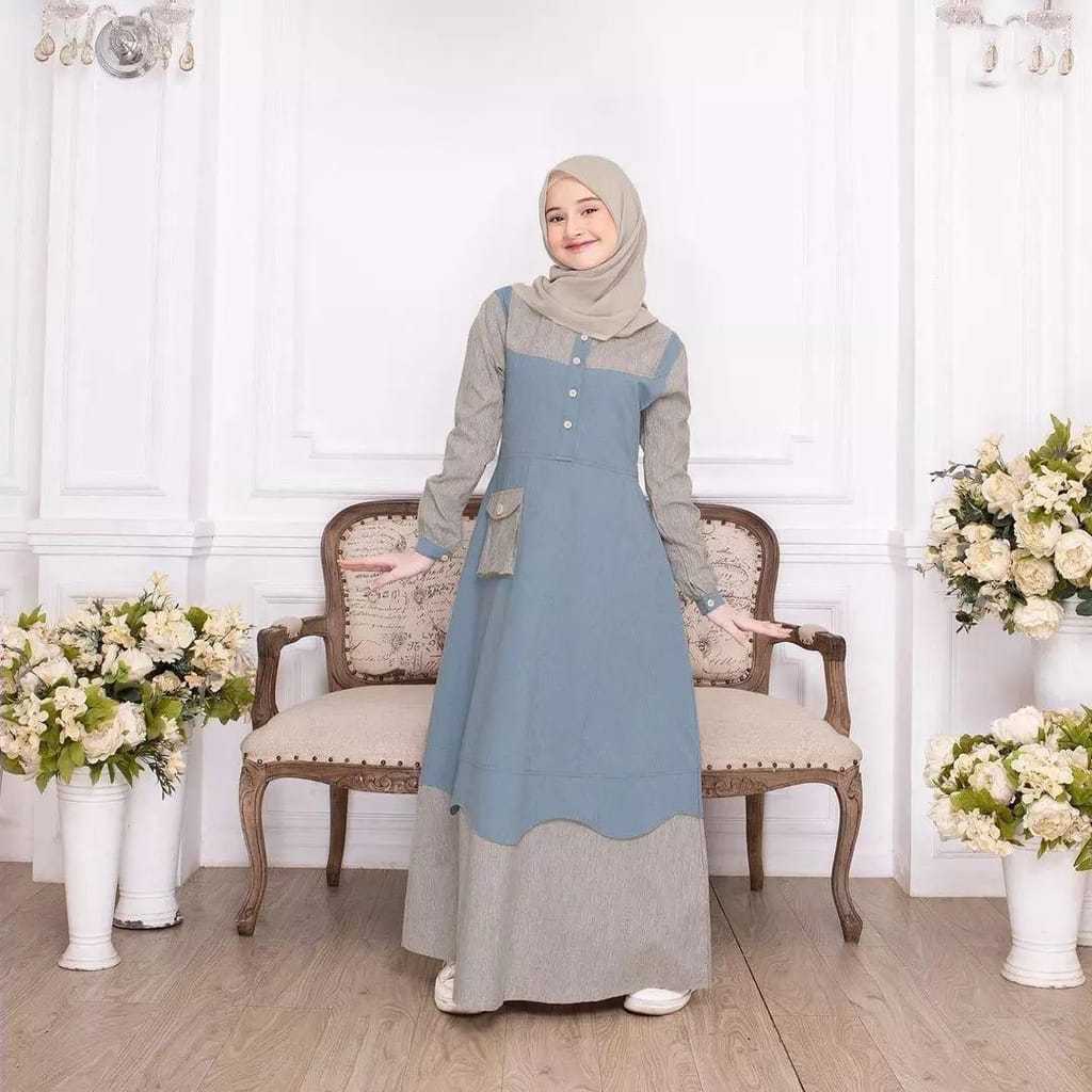 Baju Lebaran Anak remaja Busana Muslim Anak Perempuan Usia 10-17Tahun Gamis Remaja korea style polos