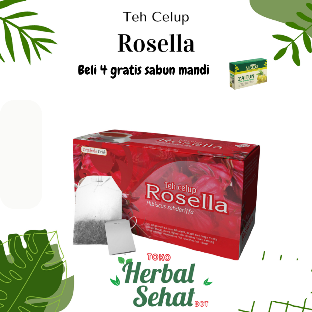 

Teh Herbal Rosella Merah Griya Herba isi 20 Kantong kaya akan Vitamin C alami