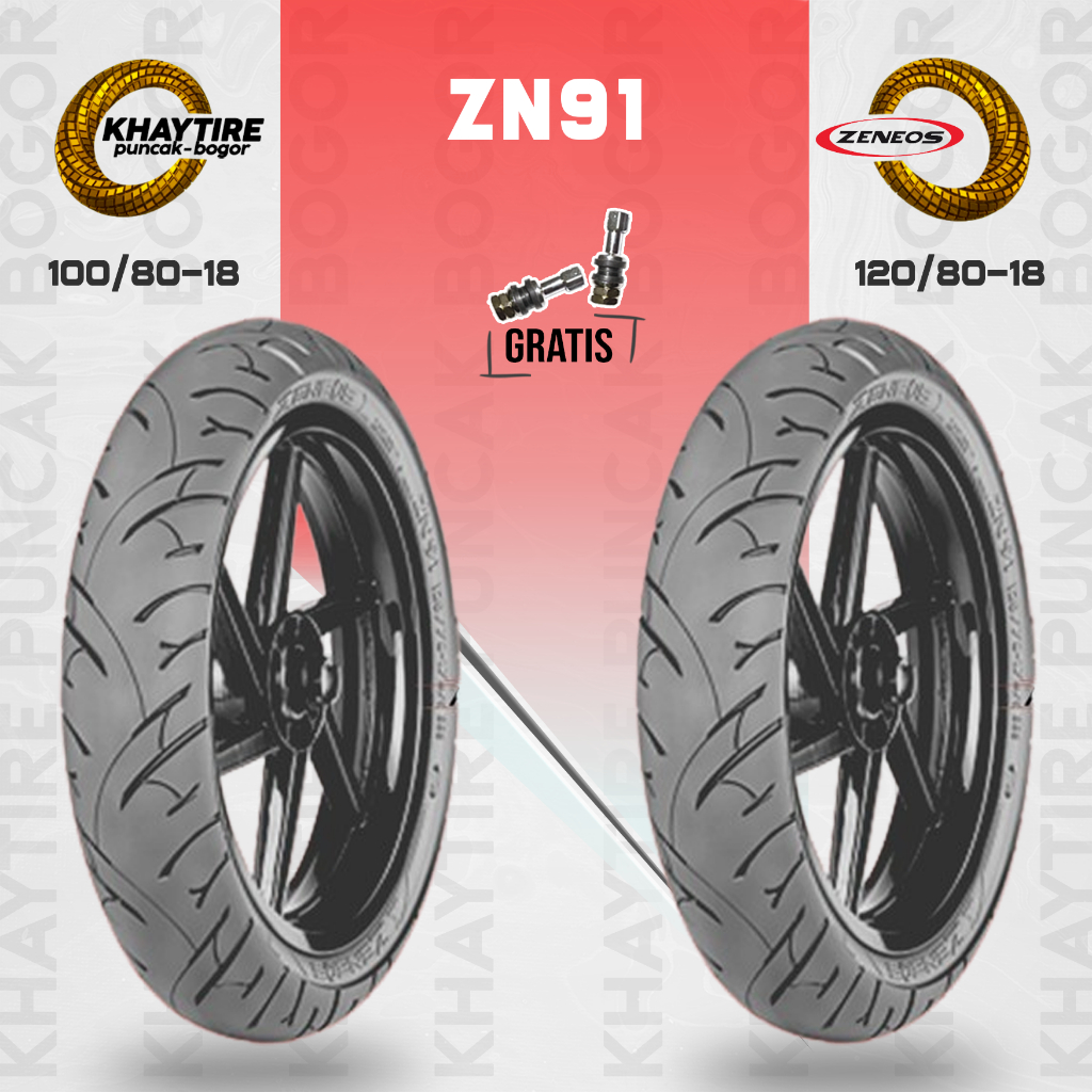 Paket Ban Tubles Motor Honda Tiger ZENEOS ZN91 100/80 - 120/80 Ring 18