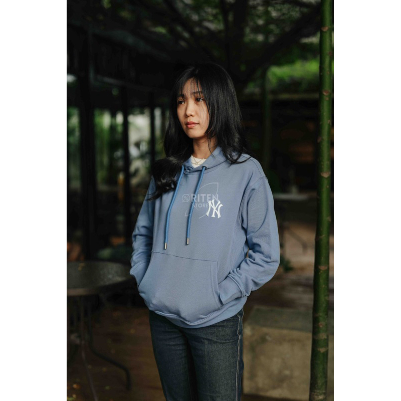 MLB Korea NY Yankees Vintage Hoodie Sky Blue Original