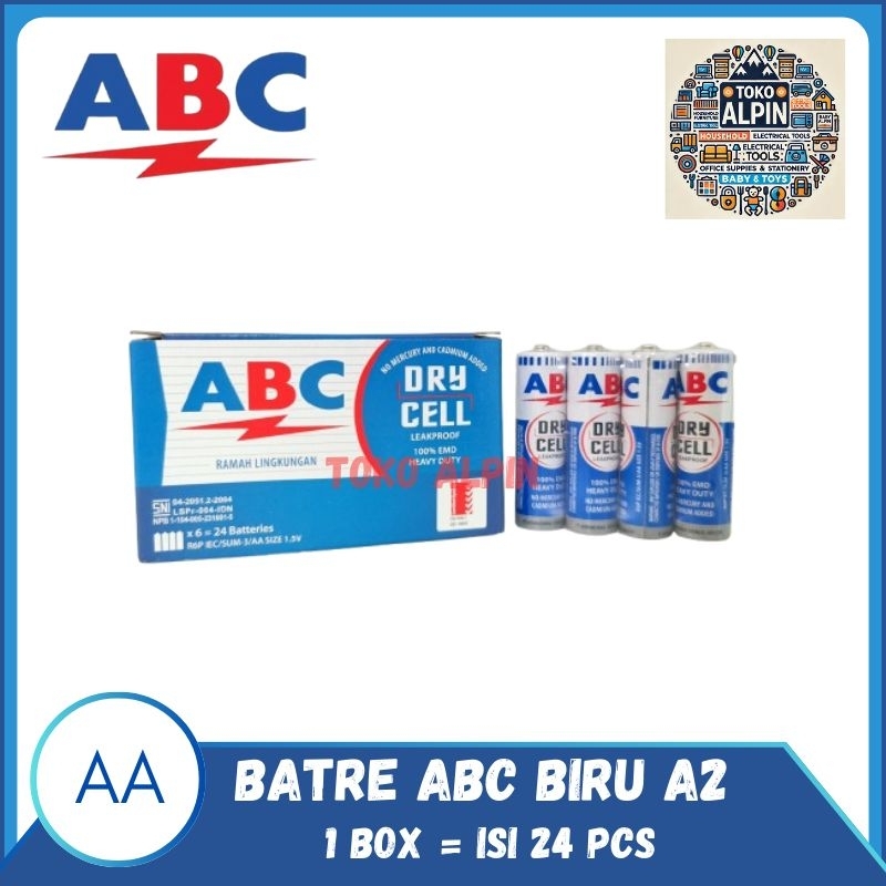 BATERAI ABC R6 BIRU AA ISI 24 PCS / Baterai/Battery/Batere ABC Biru Size A2 1.5V