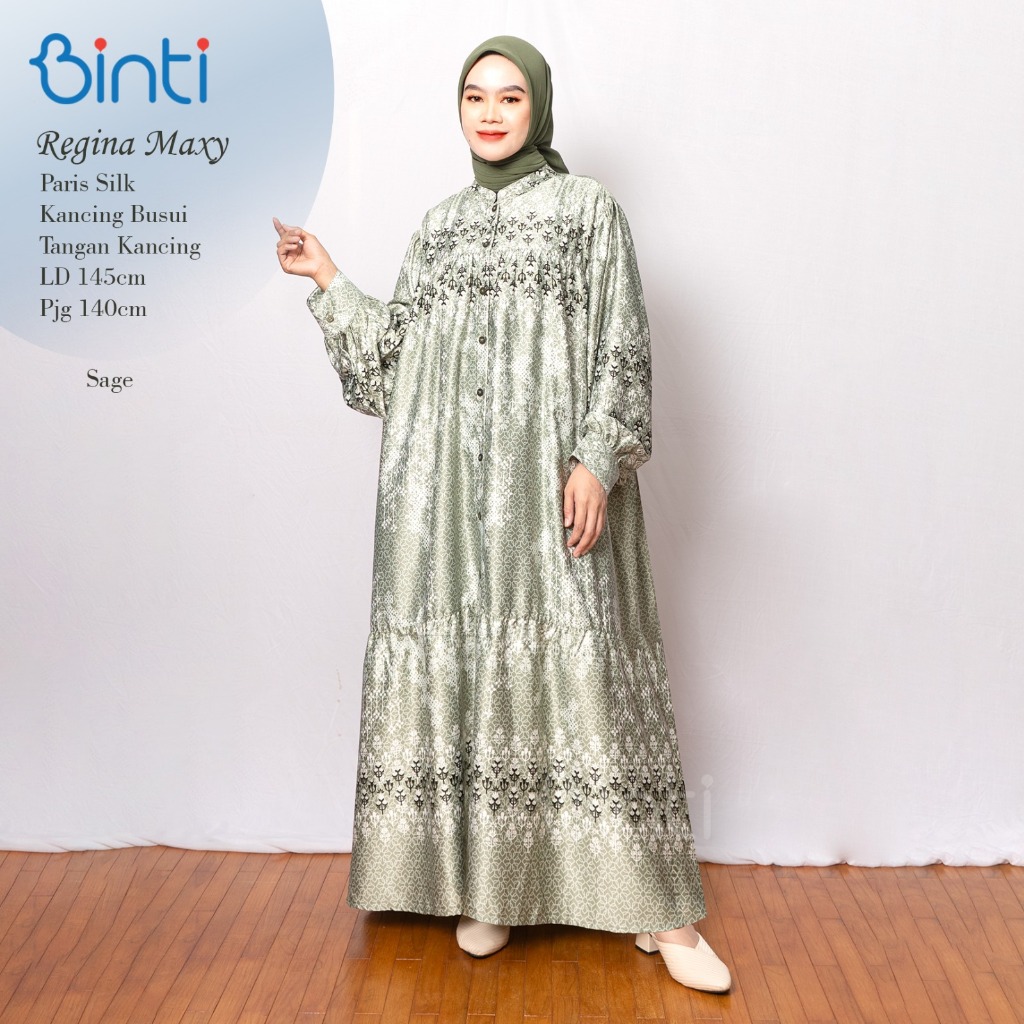 Regina Gamis Syar'i Mewah Premium Bahan Sutra Gamis Jumbo Wanita Ld 140 Busui Frindly by Binti