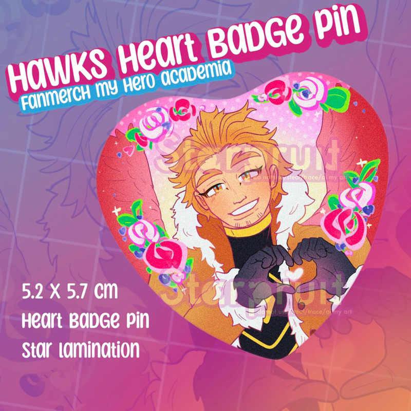Fanmerch | Hawks My hero academia heartbadge pin