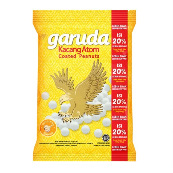 

GARUDA KACANG ATOM 100 GRAM ORIGINAL PEDAS MANIS RENYAH ORIGINAL SNACK MAKANAN RINGAN KRIUK CEMILAN ANAK GROSIR MURAH GARUDA FOOD WDMART