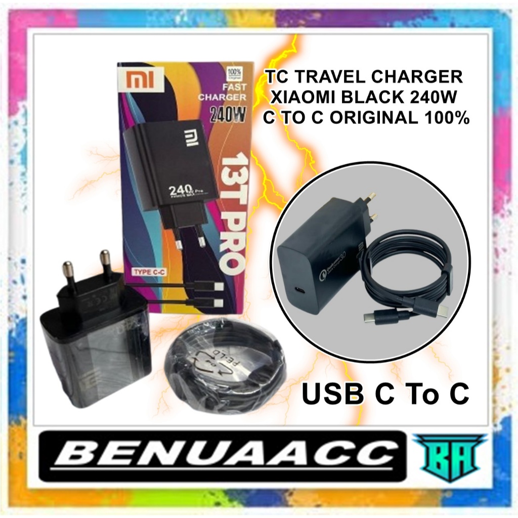 (ba) TC TRAVEL CHARGER [ XIAOMI 13T PRO FAST CHARGER BLACK 240W ] C TO C ORIGINAL 100%