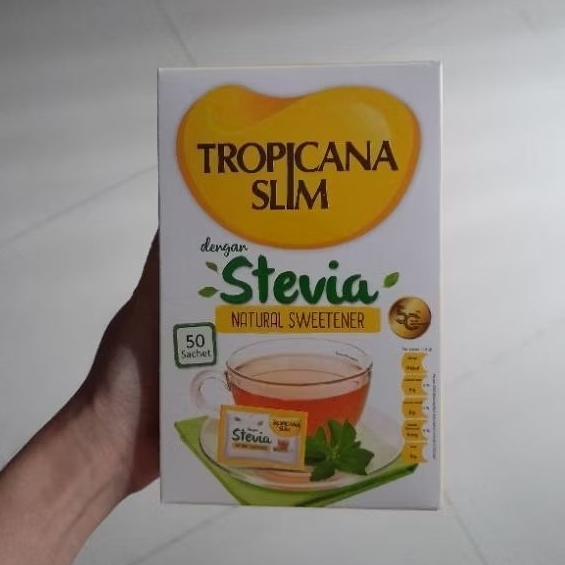 

Tropicana slim STEVIA natural sweetener gula rendah kalori ( 50 sachets ) 130gr.