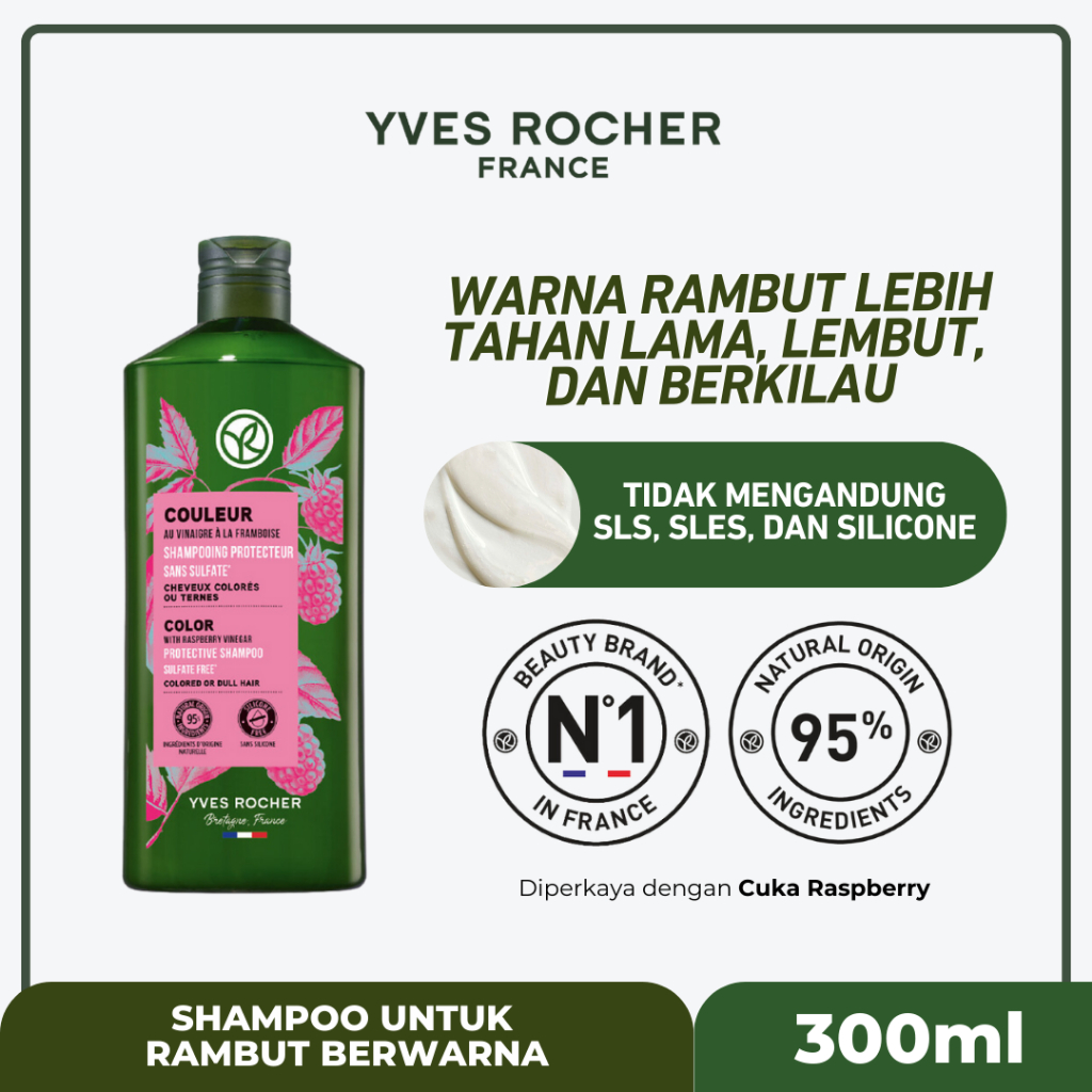 Yves Rocher Shine Protective Shampoo 300 ml - Sampo Anti Kusam | Shampo Rambut Diwarnai