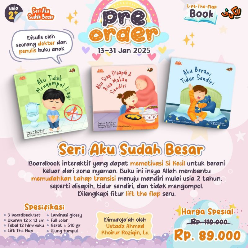 [READY] Boardbook Anak : Seri Aku Sudah Besar (Isi 3 Buku Per Set) (Aku Tidak Mengompol Lagi, Aku Si