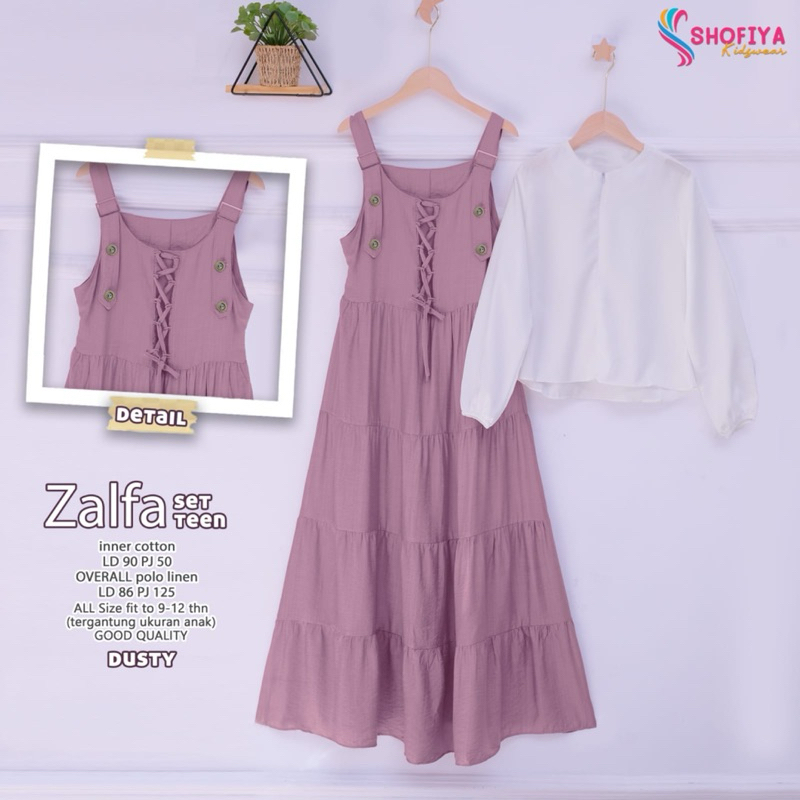 Shofiya Zalfa Set Teen Dress Lengan Panjang / shofiya kids / shofiya remaja / gamis shofiya anak / o