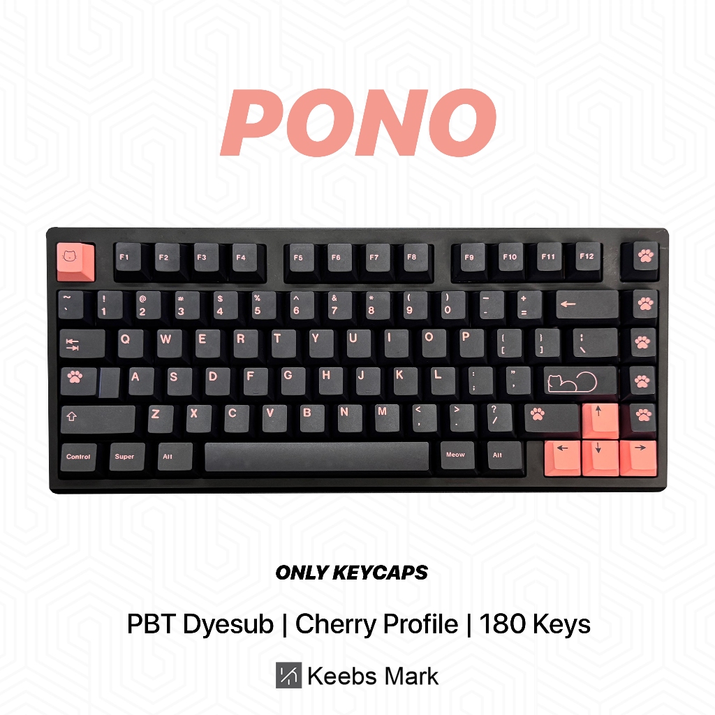 Pono Keycaps PBT Dyesub 180 Keys Cherry Profile Keycaps Keyboard