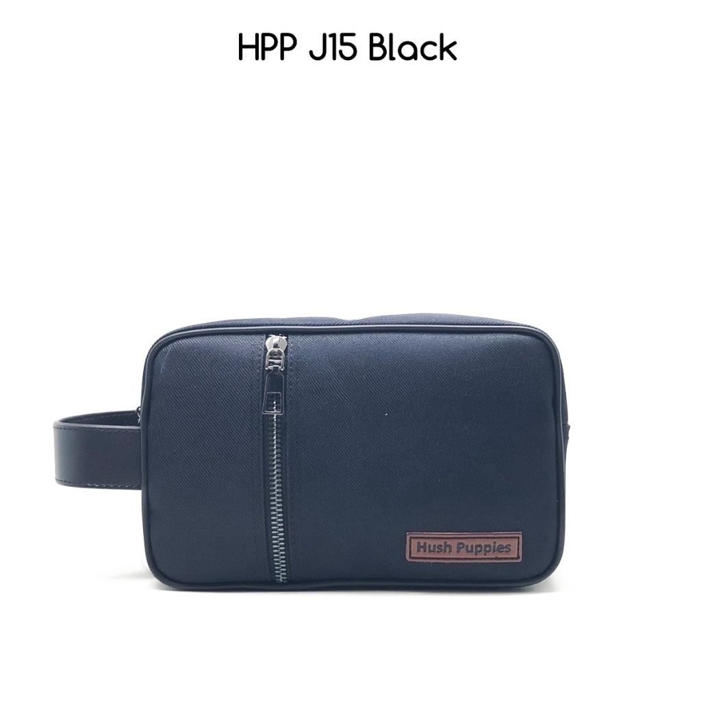 Handbag Clutch Pria Cowok Wanita Cewek Unisex HUSH PUPPIES J15 JETBLACK HITAM Kulit Kanvas Premium O
