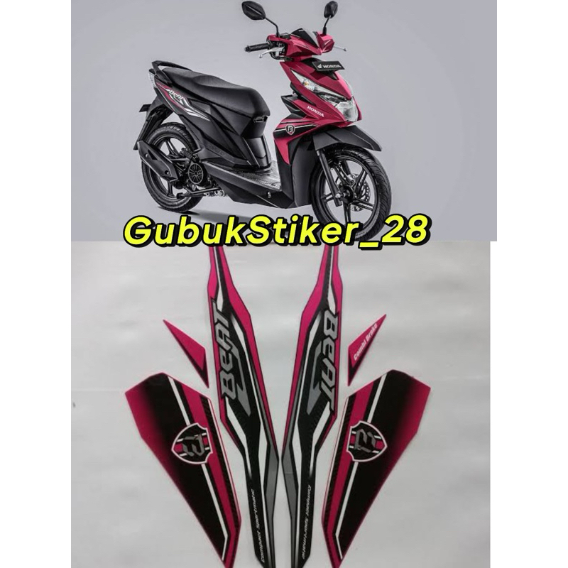 STRIPING STIKER LIS BODY MOTOR HONDA BEAT ISS PINK MAGENTA TAHUN 2019 ORIGINAL