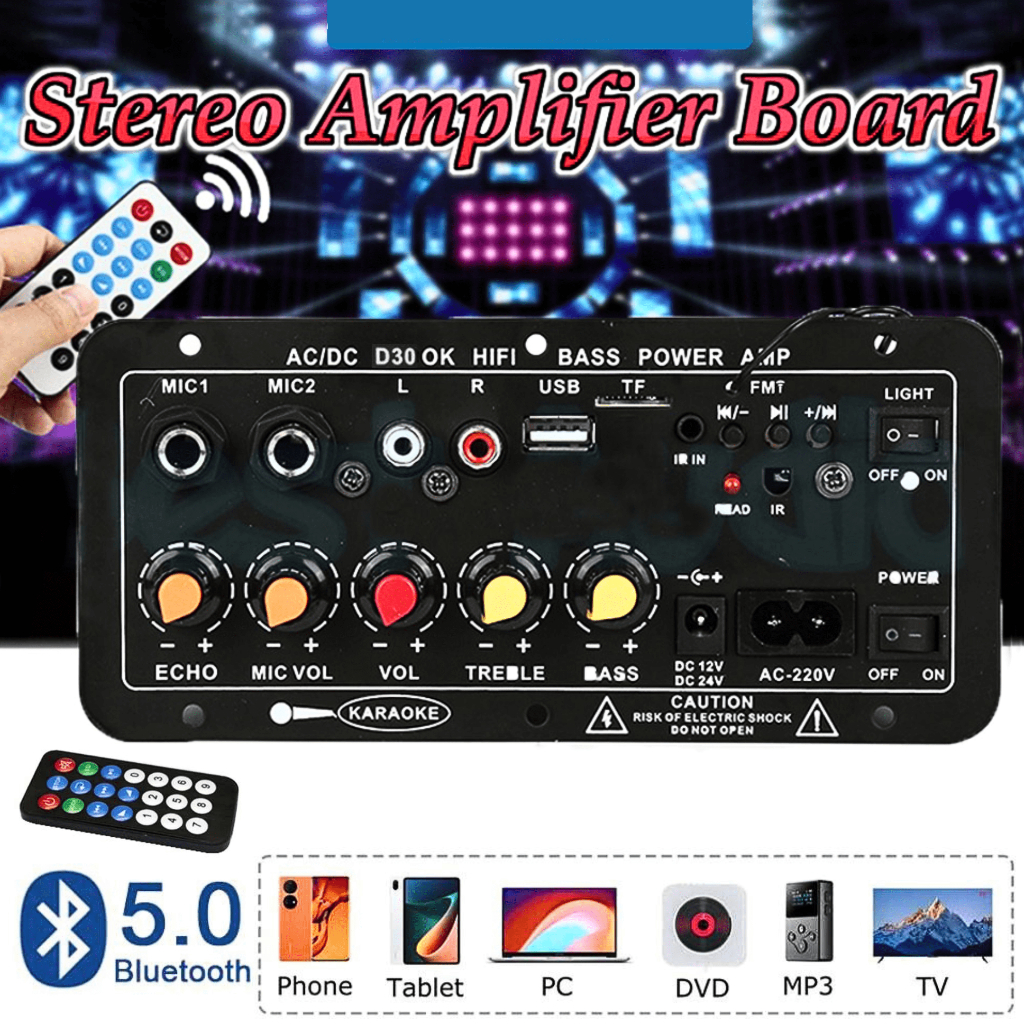 TaffSTUDIO Papan Amplifier Bluetooth Super Bass mobil ampli mini Board 5.0 40 Watt 12v 24v D30