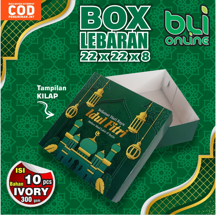 

Box Lebaran 22 x 22 x 8 / isi 10 pcs / Hampers Lebaran / Box Kue Kering / Dus Idul Fitri / Kardus Lebaran