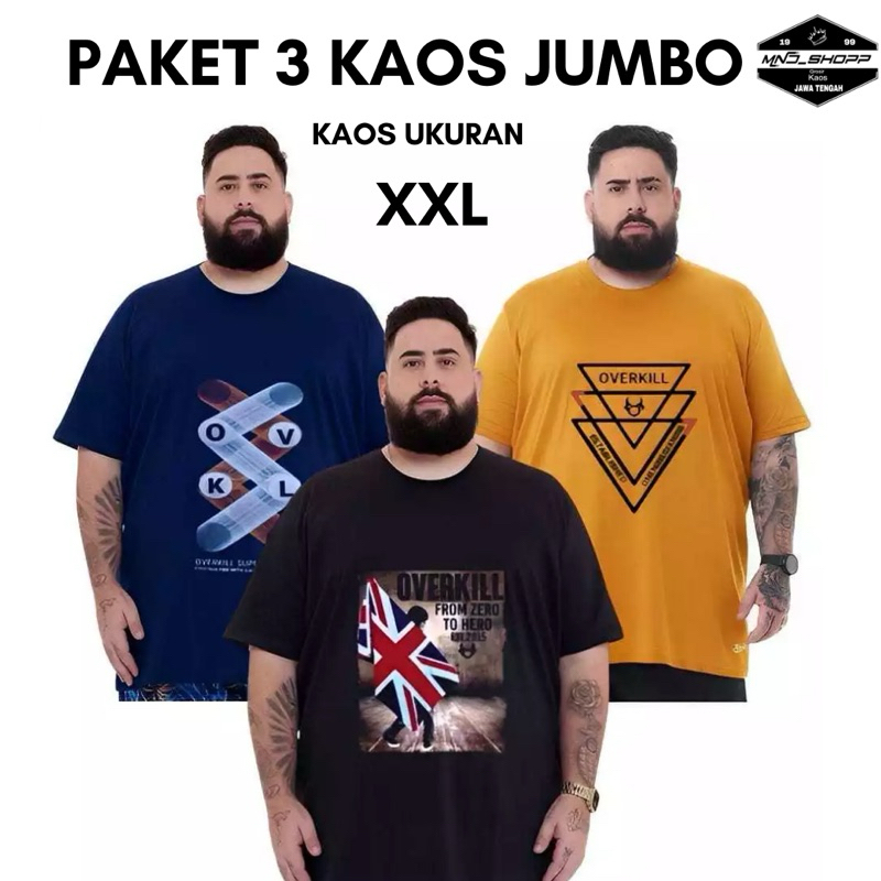 PAKET 3 KAOS DEWASA UKURAN XXL JUMBO  | kaos dewasa jumbo | baju pria wanita dewasa xxl jumb