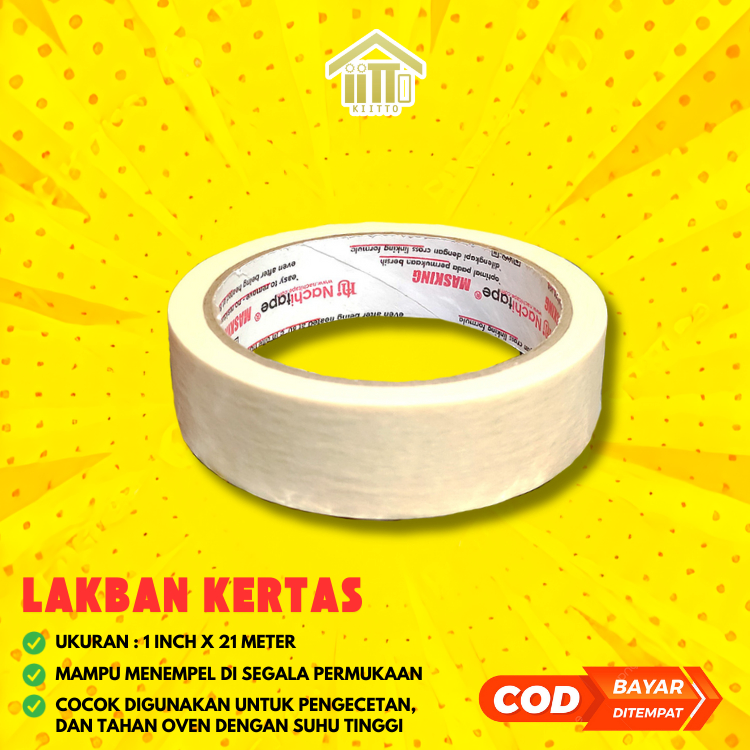 

LAKBAN KERTAS NACHI 1 INCH x 21 METER / MASKING TAPE NACHI 1 INCH / LAKBAN KERTAS 1 INCH 23 MM X 20 YARD / SOLATIP KERTAS 1 INCH / ISOLASI KERTAS 1 INCH