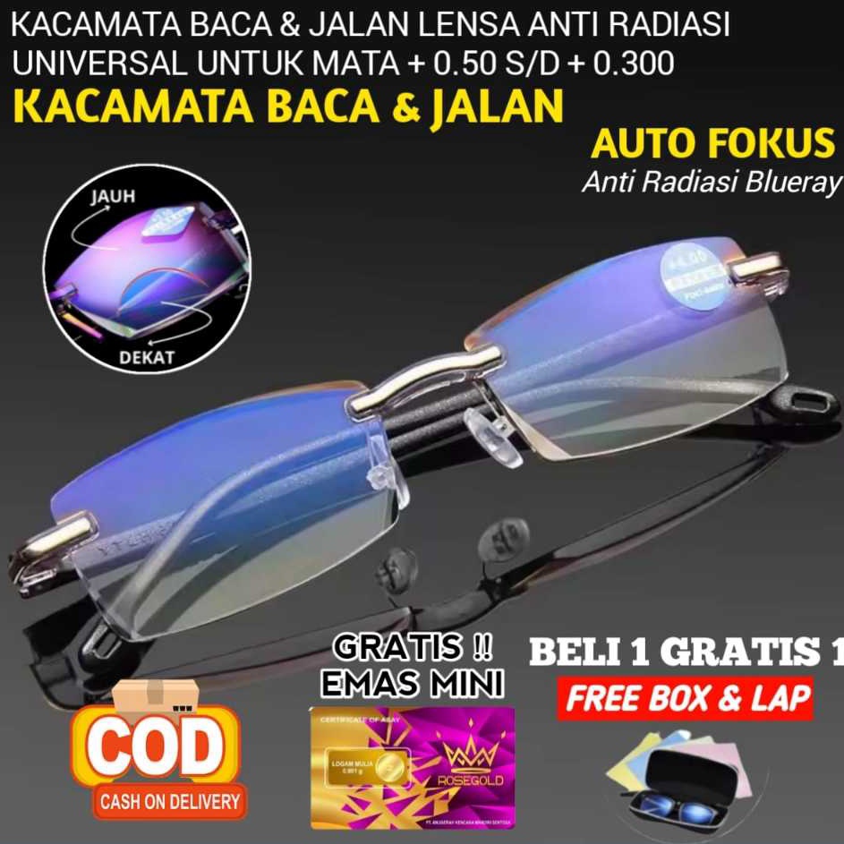 Get Now  PROMO KACAMATA PLUS 4 in 1 BACA DAN JALAN LENSA DOUBEL AUTO SUPER FOKUS ANTI RADIASI 1 sd 3