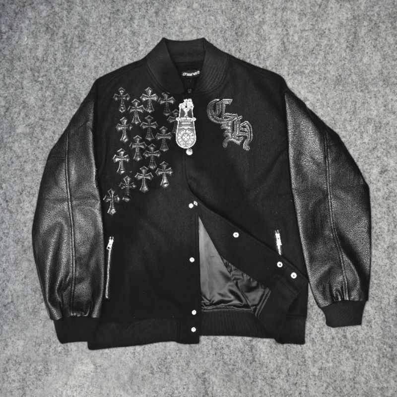 11:11 Chrome Hearts Varsity Croos Letterman Black Full Tag