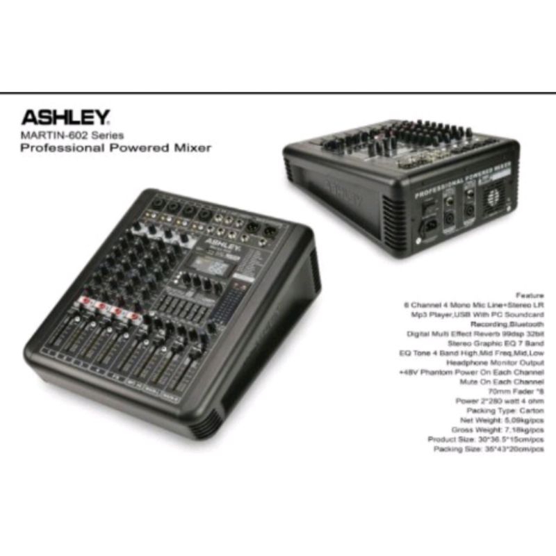Mixer Power Ashley MARTIN 602 Usb Bluetooth ORIGINAL