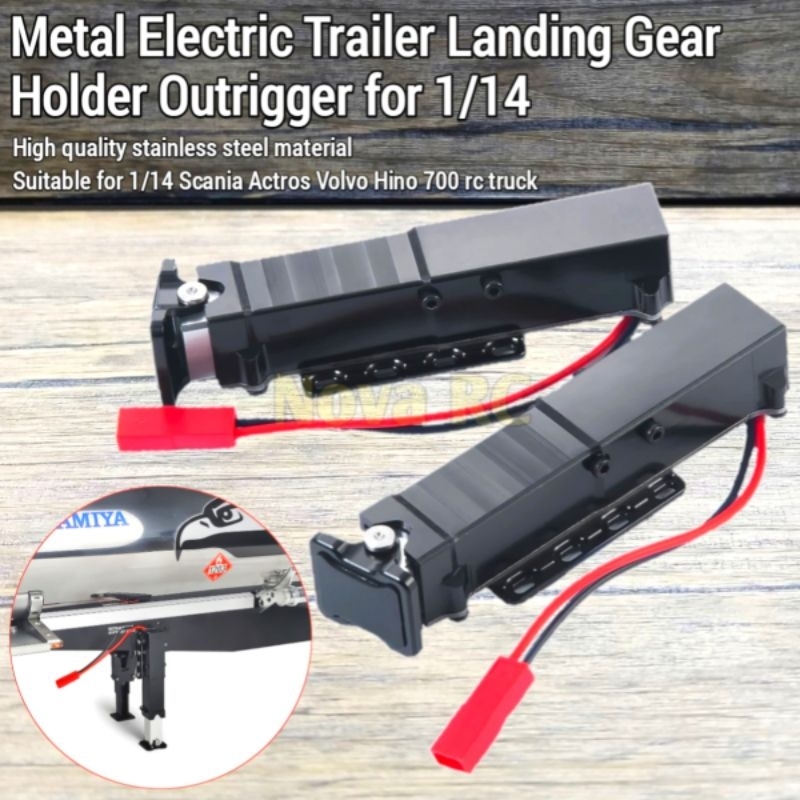 Metal trailer landing gear elektrik holder outrigger For 1/14 Tamiya RC trailer truck