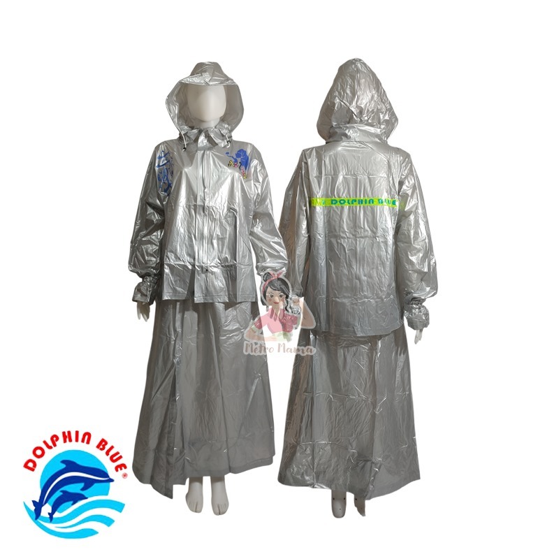 Jas Hujan Wanita Setelan Jaket Rok DOLPHIN BLUE AZ ZAHRA QUEEN 965