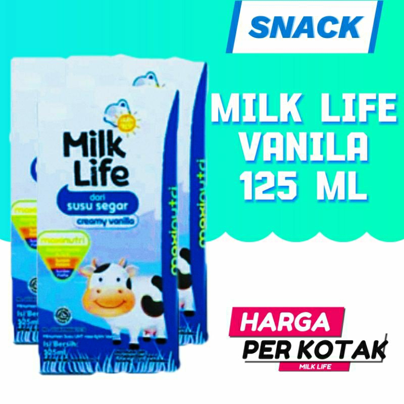 

Milk life 125 Ml, Vanila, Stroberi, Coklat