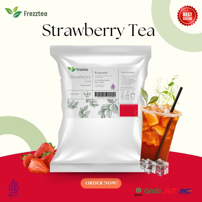 

FREZZTEA Bubuk Minuman Rasa Strawberry Tea 1kg / Powder Strawberry Tea / Bubuk Minuman Teh termurah
