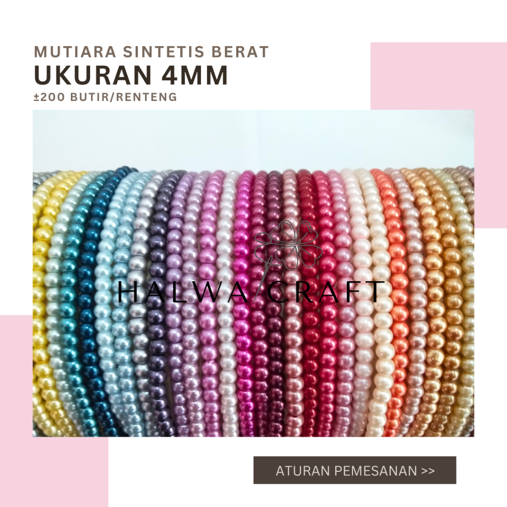 Payet Mutiara Sintetis / Manik Mutsin / Mutiara Berat 4mm