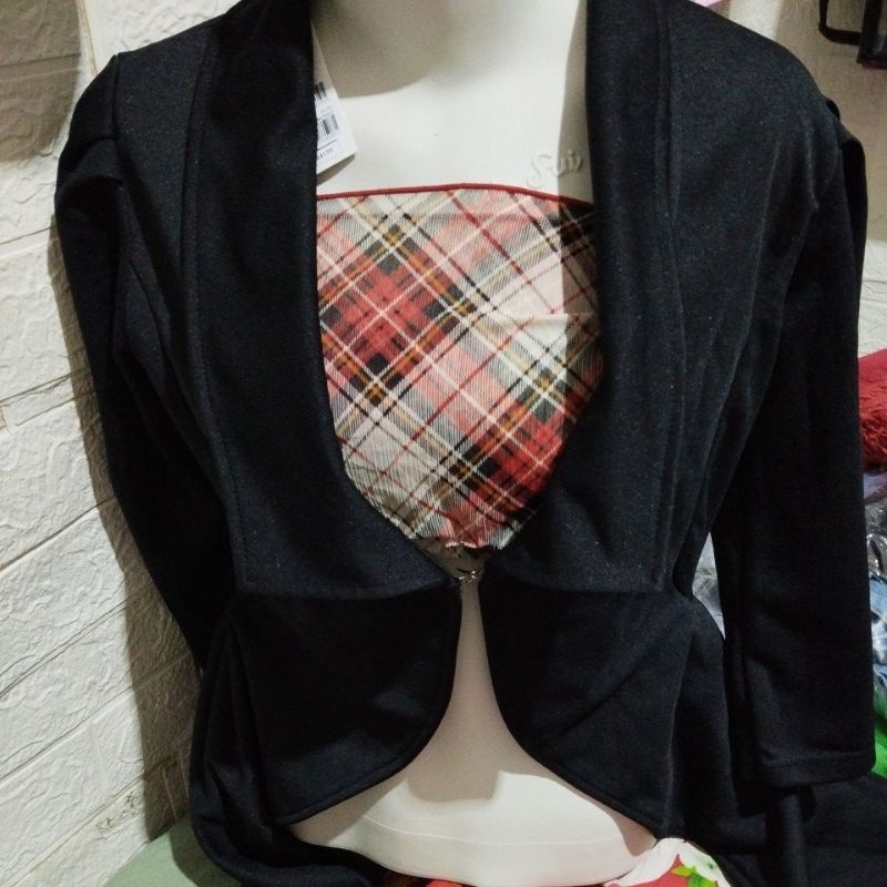 blazer hitam scuba model pinguin