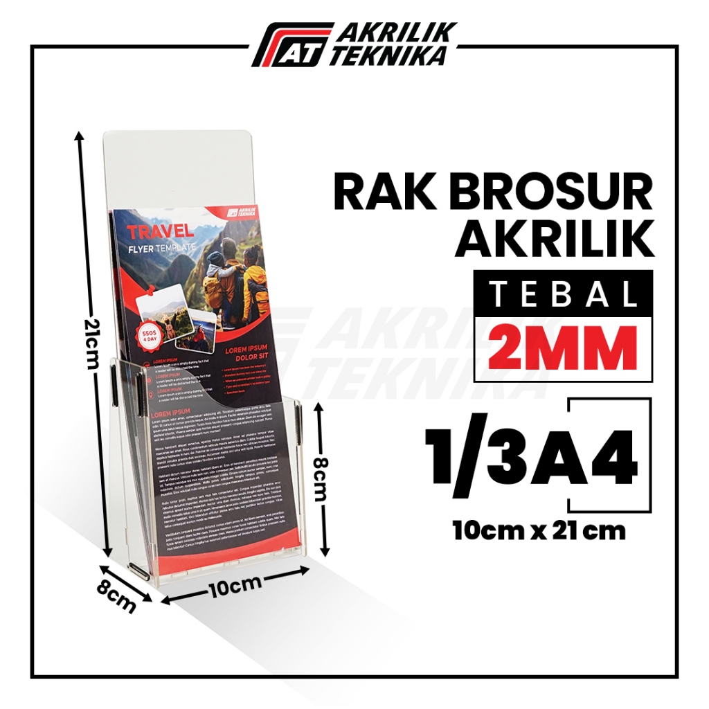 

Rak Brosur 1/3 A4 Akrilik / Display Menu Meja / Acrylic Flyer Holder