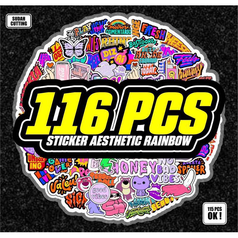 

stiker pack aesthetic isi 116pcs aesthetic stiker case tinggal tempel decorasi hp helm koper laptop kulkas dll