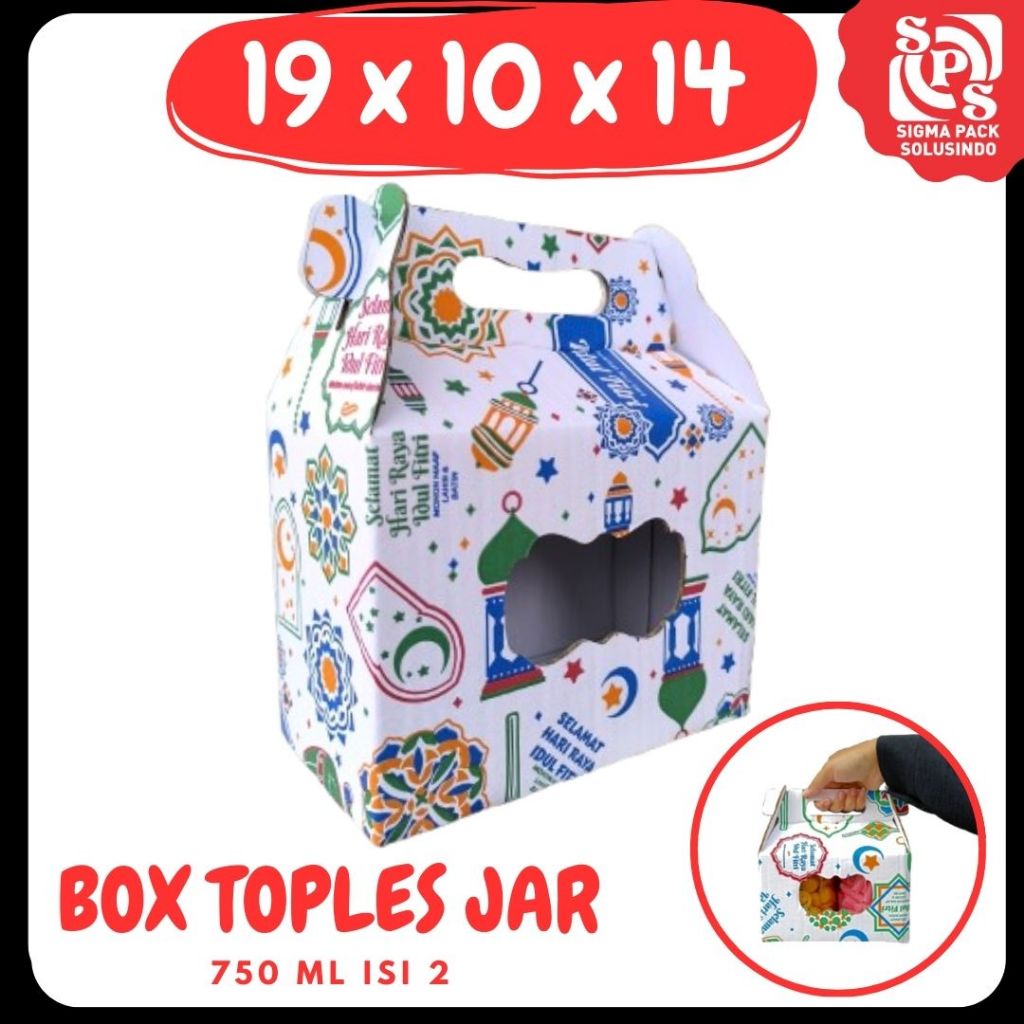 

Box_kuker 19x10x14 Jinjing (KUKER TOPLES JAR 750ml Isi 2) Kardus Kue Kering / Idul Fitri /Hampers / Lebaran / Gable Box Polos/Motif