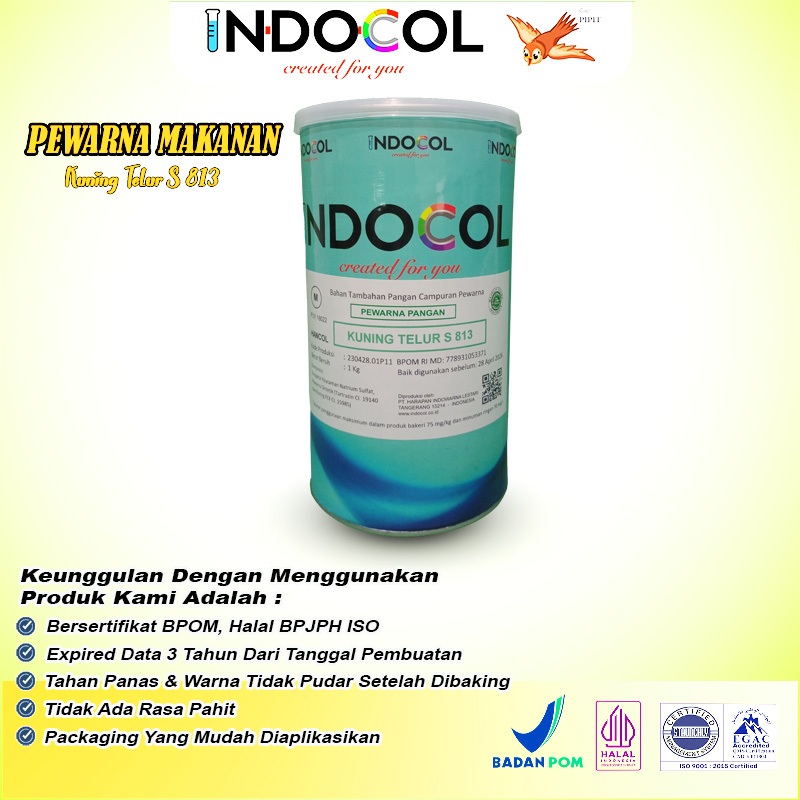 

Pewarna Makanan INDOCOL KUNING TELUR S 813 (EGG YELLOW)