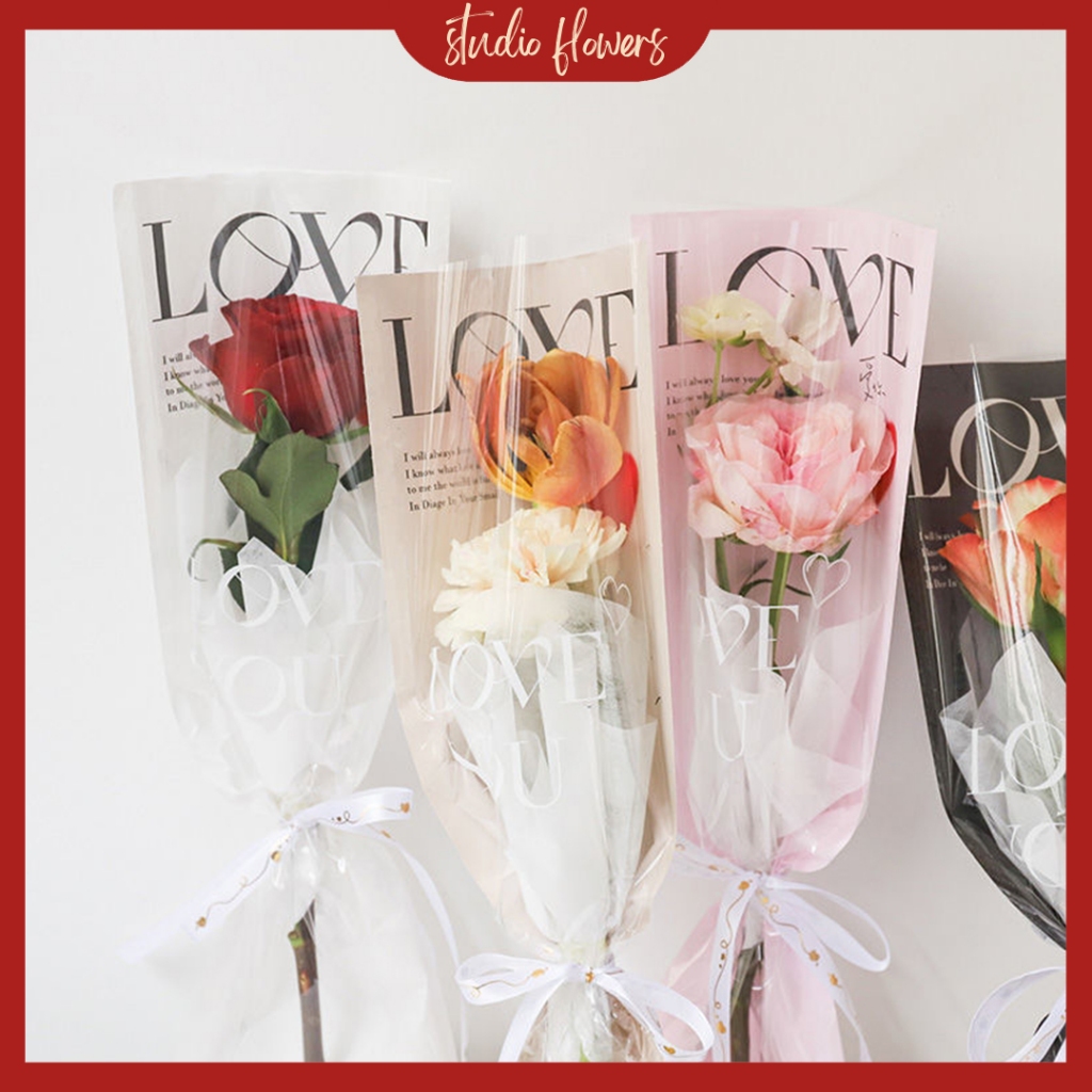 

Plastik Buket Bunga Single Flower Wrapping Plastic Single Rose Pembungkus Bunga Satuan SF04