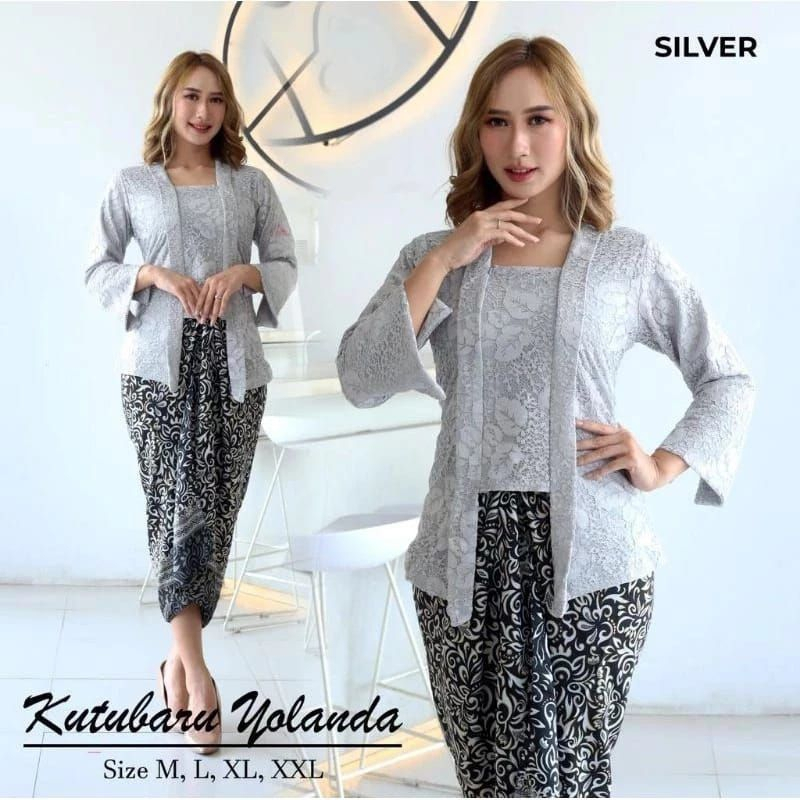 Kebaya Kutubaru Brokat Warna Silver Dan Aneka Pilihan Warna Lainnya/Kebaya Wisuda Modern/Kebaya Bali