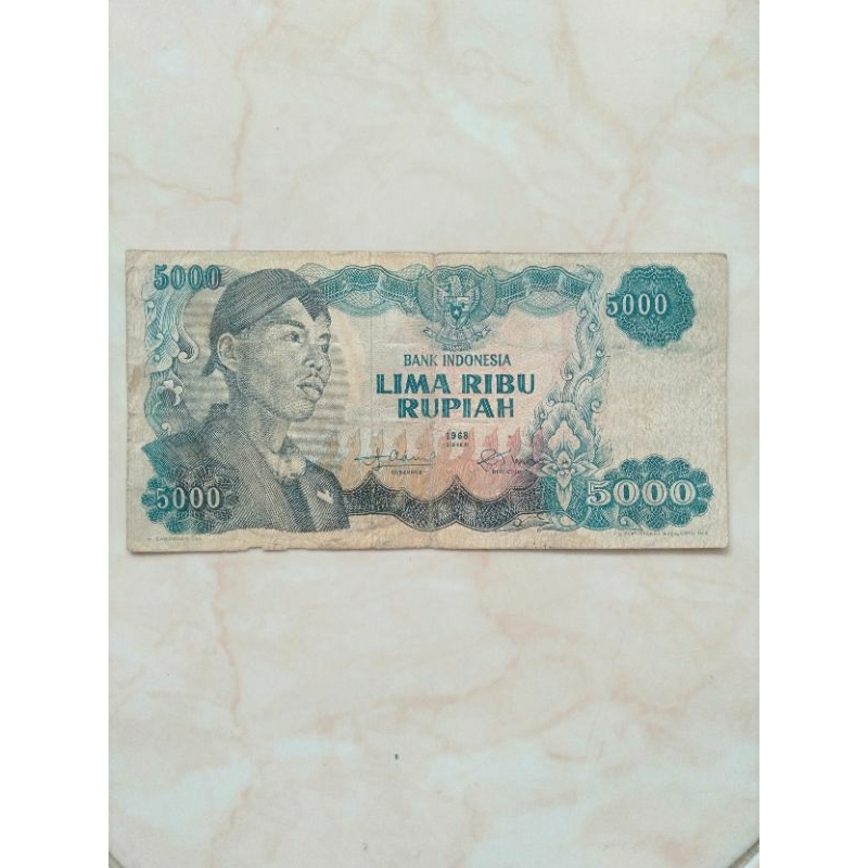 5000 rupiah sudirman 1968 rp5000 kondisi bagus